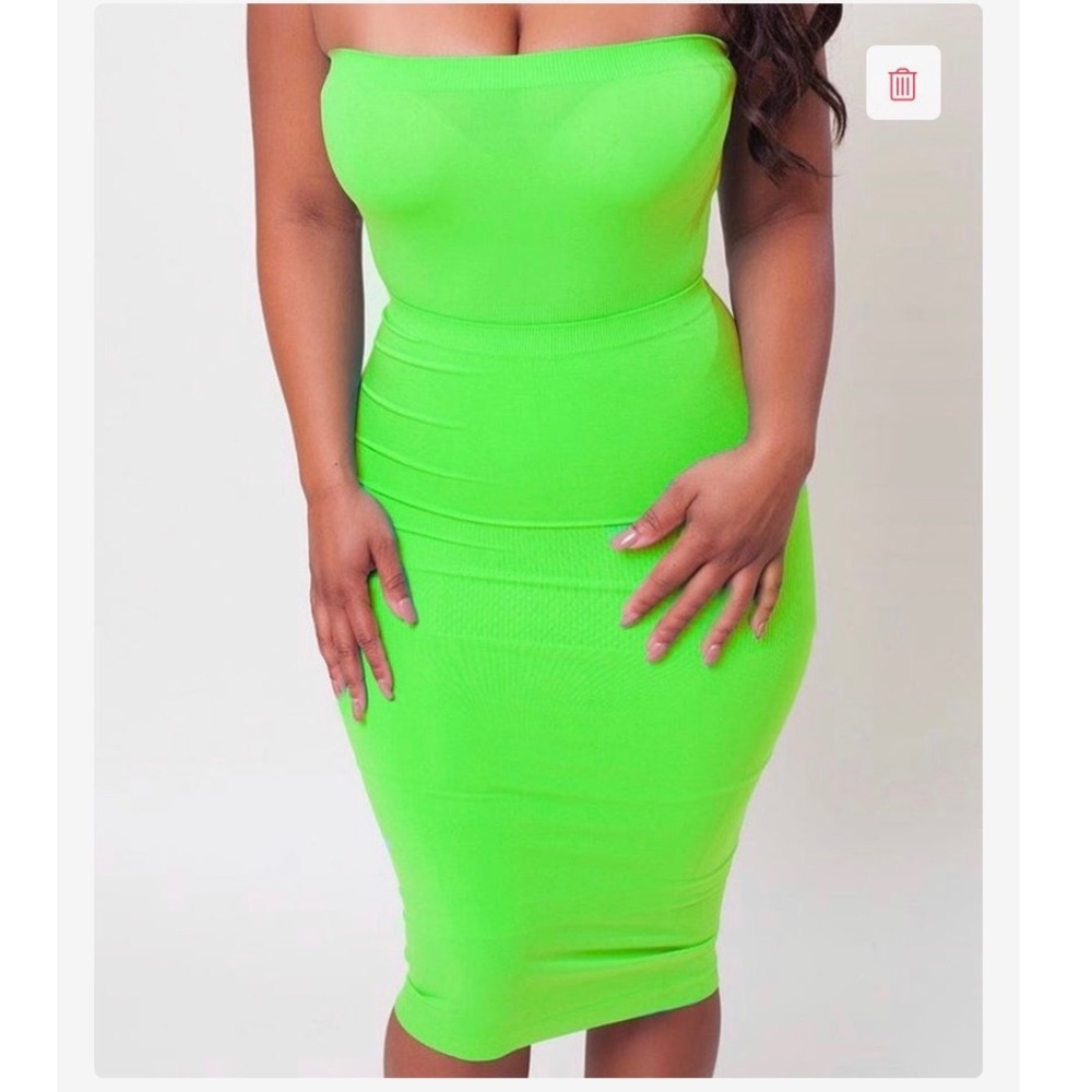 Babes and Felines Neon Green Two Piece Skirt Set